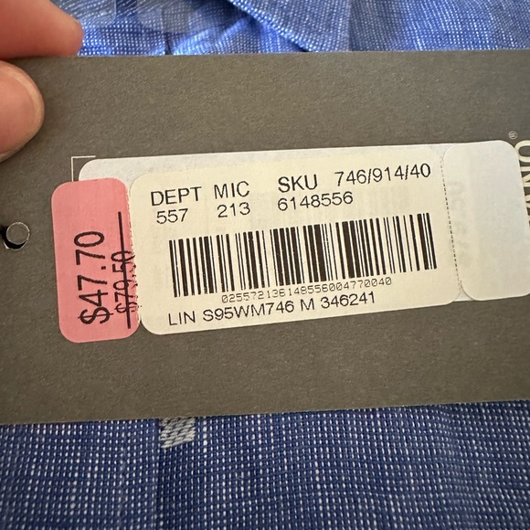 NWT Murano - Baird McNutt Linen Dress Shirt - Mens Size M - Soft Wash Blue - Picture 2 of 2